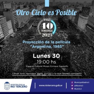 Proyección de la película Argentina 1985 por los 40 años de Democracia
